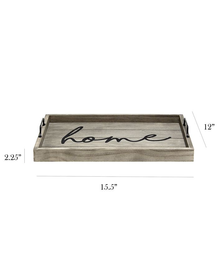 Elegant Designs Decorative Wood Serving Tray with Handles & Reviews ...
