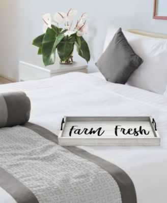 Decorative Wood Serving Tray with Handles - Farm Fresh