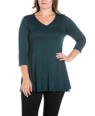 24seven Comfort Apparel Women's Plus Size Three Quarter Sleeves V-Neck ...