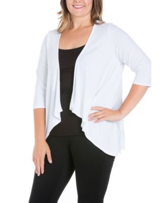 Plus Size Elbow Length Sleeve Open Cardigan