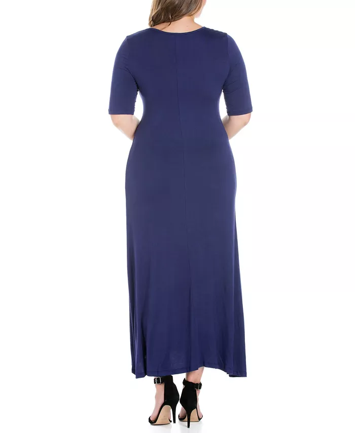 Plus Size Elbow Length Sleeve Maxi Dress - thumbnail 2