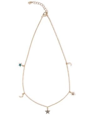 image of Rachel Rachel Roy Gold-Tone Pave Celestial Charm Statement Necklace, 18