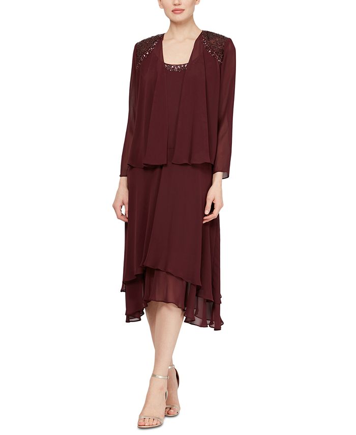 SL Fashions 2-Pc. Jacket & Embellished Midi Dress Set & Reviews ...