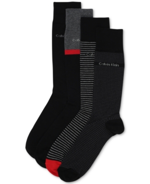 Calvin Klein Men's 4-Pack Stripe/Heel Dress Socks