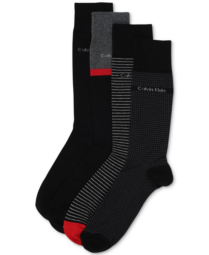 Calvin Klein Men's 4-Pack Stripe/Heel Dress Socks - Macy's
