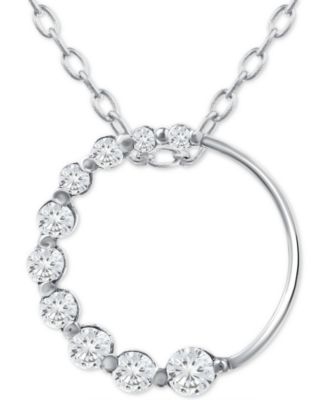 Giani Bernini - Cubic Zirconia Journey Circle 18" Pendant Necklace in Sterling Silver