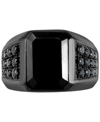 EFFY&reg; Men's Onyx & Black Spinel Ring in Black PVD over Sterling Silver