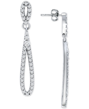 image of Giani Bernini Cubic Zirconia Elongated Loop Drop Earrings in Sterling Silver, Created for Macy-s