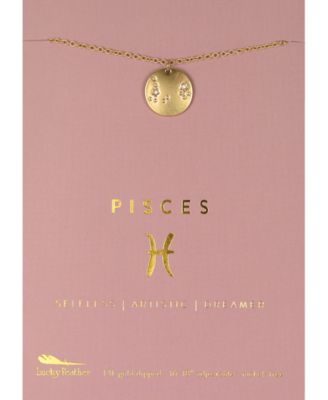 LUCKY FEATHER - Zodiac Gold-Tone Charm Necklace, Pisces
