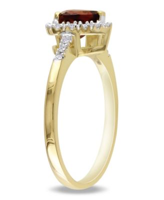 Garnet and Diamond Halo Heart Ring