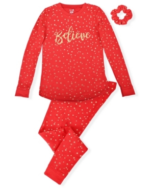image of Big girl-s 2 Piece Believe Pajama Set with Scrunchie