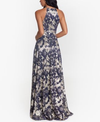 Petite Floral Halter-Neck Gown 