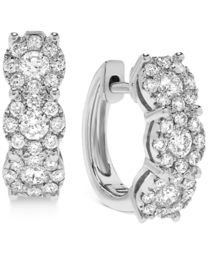image of Diamond Halo Hoop Earrings (1 ct. t.w.) in 14k Gold or 14k White Gold