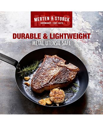 Merten & Storck Pre-Seasoned Carbon Steel Pro Induction 12 Frying Pan  Skillet, Stainless Steel Handle, Black