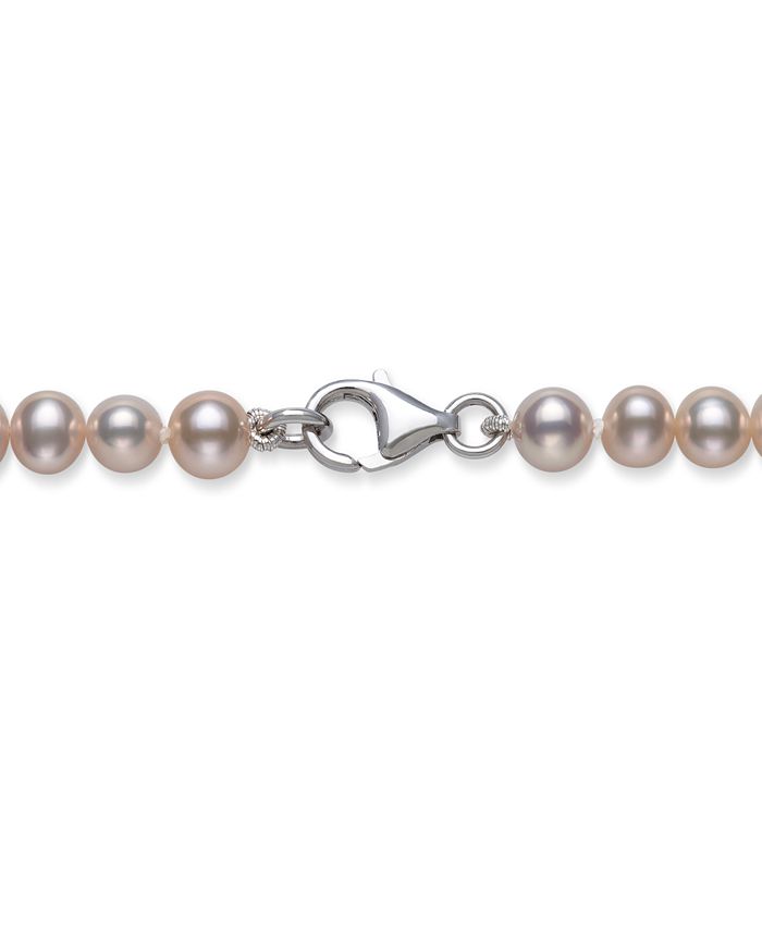 Macy's - Pink Cultured Freshwater Pearl 5-8mm and Cubic Zirconia Accent Necklace in Sterling Silver, 18"