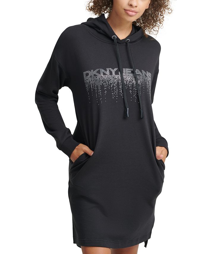 DKNY Jeans Shine Logo Sweatshirt Dress - Macy's
