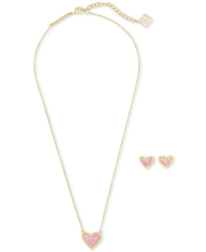Kendra Scott Illusion Stone Heart Pendant Necklace & Stud Earrings Set