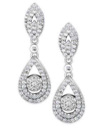 Diamond Dangling Drop Earrings in 14k White Gold or 14k Yellow Gold  (1 ct. t.w.), Created for Macy's 