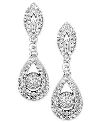 Wrapped in Love - Diamond Dangling Drop Earrings in 14k White Gold or 14k Yellow Gold (1 ct. t.w.)