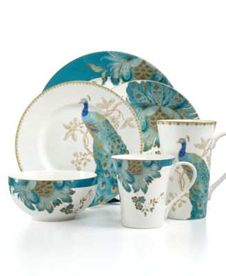 222 Fifth - Dinnerware Eliza Teal & Peacock Garden Mix & Match Collection