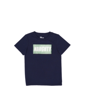 image of Little Boys Short Sleeve Flip Sequin Text T-shirt