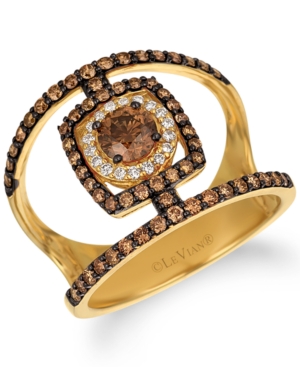 image of Le Vian Chocolate Diamond & Vanilla Diamond Statement Ring (1-1/8 ct. t.w.) in 14k Gold