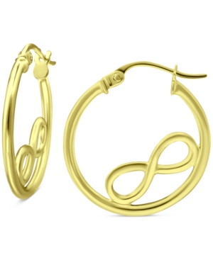 Shop Giani Bernini Infinity Accent Small Hoop Earrings In 18k Gold-plated Sterling Silver, 0.75", Created For Macy's In Gold Over Silver