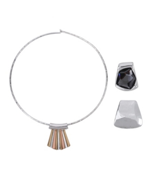 image of Robert Lee Morris Soho Fan Pendant Collar Necklace Set, 16.5