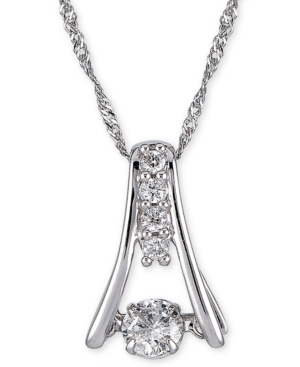 image of Diamond Bell-Shaped Pendant Necklace (1/4 ct. t.w.) in 10k White Gold