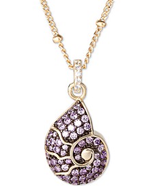 Cubic Zirconia The Little Mermaid Ursula Shell 18" Pendant Necklace in 18k Gold-Plated Sterling Silver