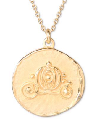 Disney Cinderella Carriage Medallion 18" Pendant Necklace In 18k Gold ...