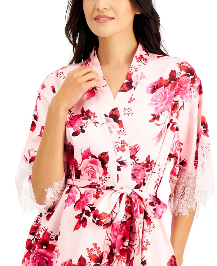 INC International Concepts LaceTrim FloralPrint Wrap Robe, Created for Macy's Macy's
