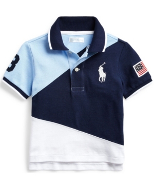 image of Ralph Lauren Baby Boys Big Pony Cotton Mesh Polo T-Shirt