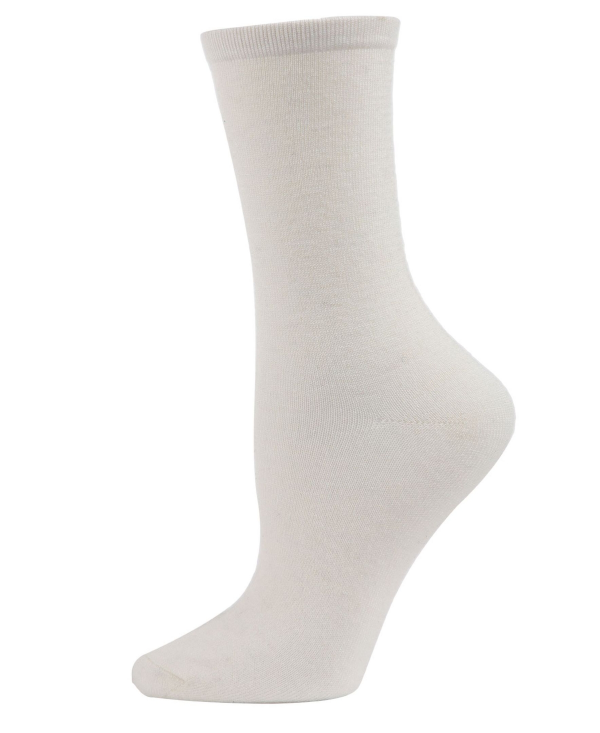 Flat knit Cashmere Women's Crew Socks - Ivory