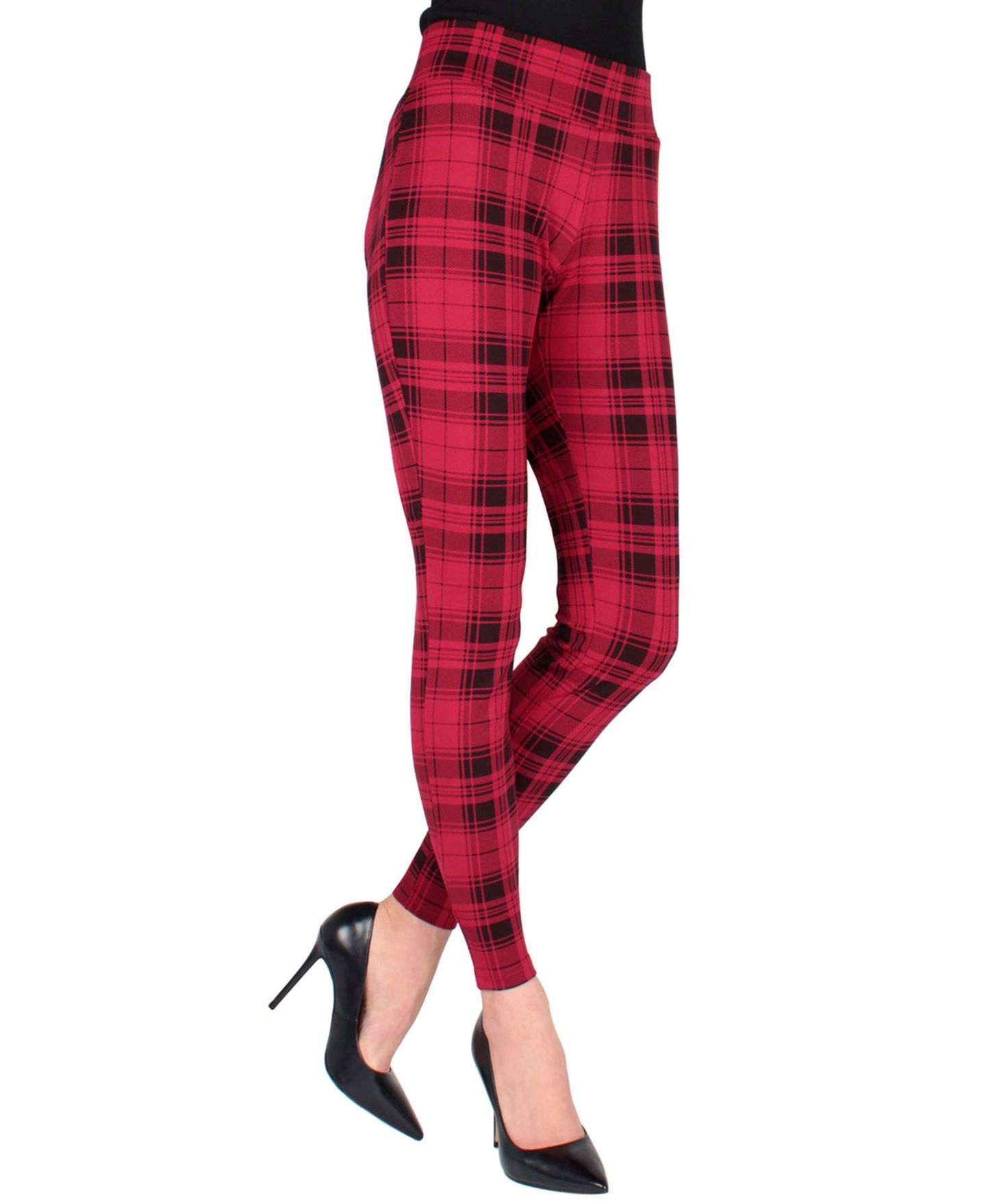 Женские леггинсы MeMoi Tartan Shaping, цвет: Чёрный / Красный — фото 1
