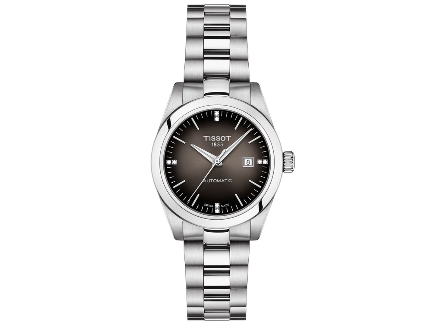 Женские часы Tissot Swiss Automatic T-My Lady Diamond Accent Stainless Steel Bracelet Watch 29mm Gift Set — фото 1