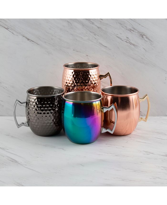 Cambridge Faceted Metallic Black Moscow Mule Mugs Set of 4 Macy's