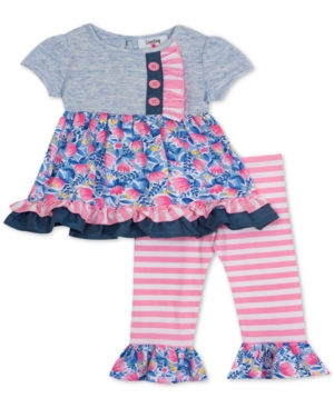 Rare Editions Baby Girls 2-Pc Printed Ruffle Top & Leggings Set