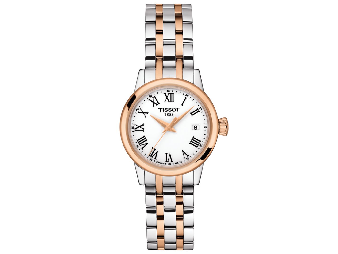 Женские часы Tissot Swiss Classic Dream на браслете, двухцветные, 28 мм — фото 1