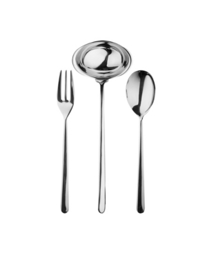 Shop Mepra Serving Set Fork Flatware Set, Spoon And Ladle Linea Flatware Set, Set Of 3 In Silver-tone