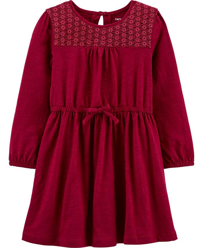 Carter's Carters Toddler Girl Crocheted Slub Jersey Dress - Macy's