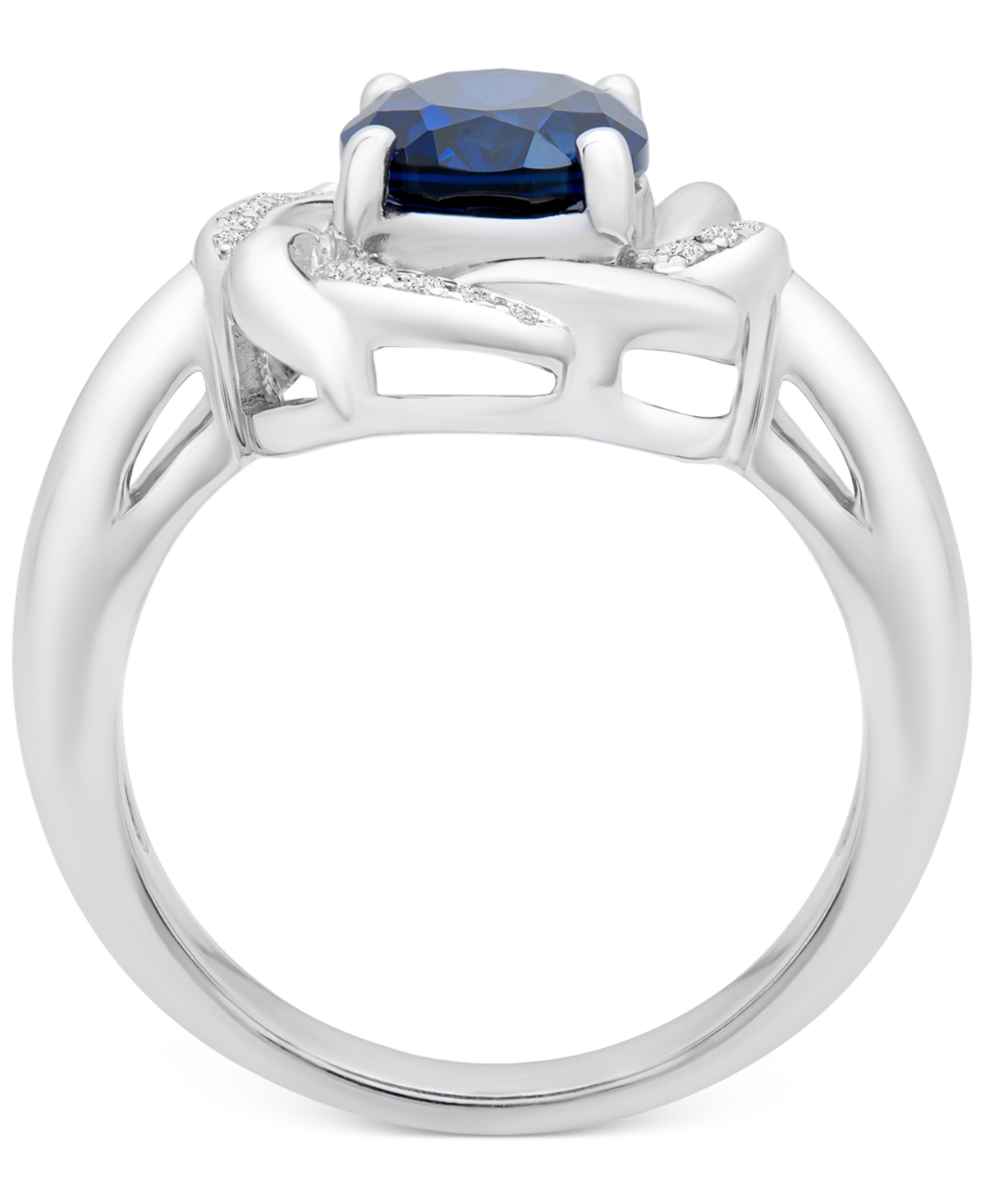 Blue Sapphire (1-3/4 ct. t.w.) &Sapphire (1/6 ct. t.w.) Ring in Sterling Silver - White