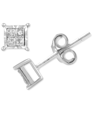 image of Diamond Princess-Cut Stud Earrings (1/10 ct. t.w.) in Sterling Sliver