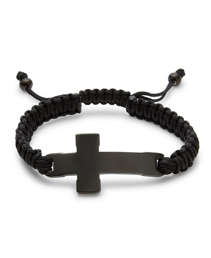 Eve's Jewelry Men's Black Stainless Steel Adjustable Cross Bracelet ...
