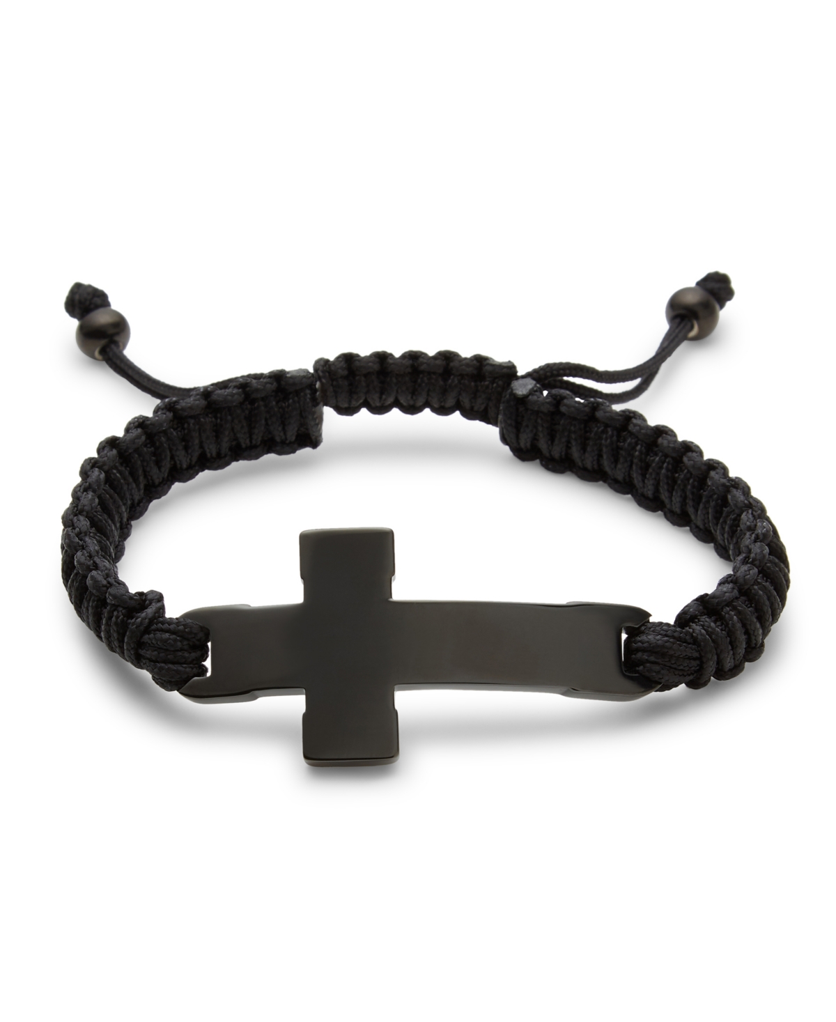Eve's Jewelry Men's Black Stainless Steel Adjustable Cross Bracelet