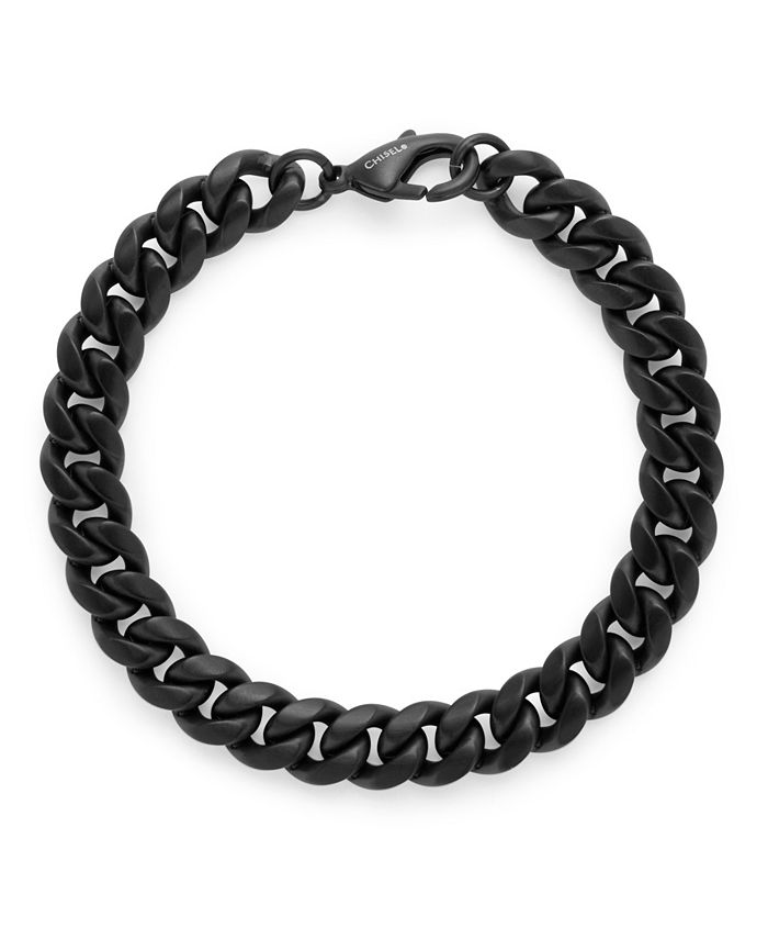 Eve's Jewelry Men's Black Stainless Steel Curb Bracelet - Macy's
