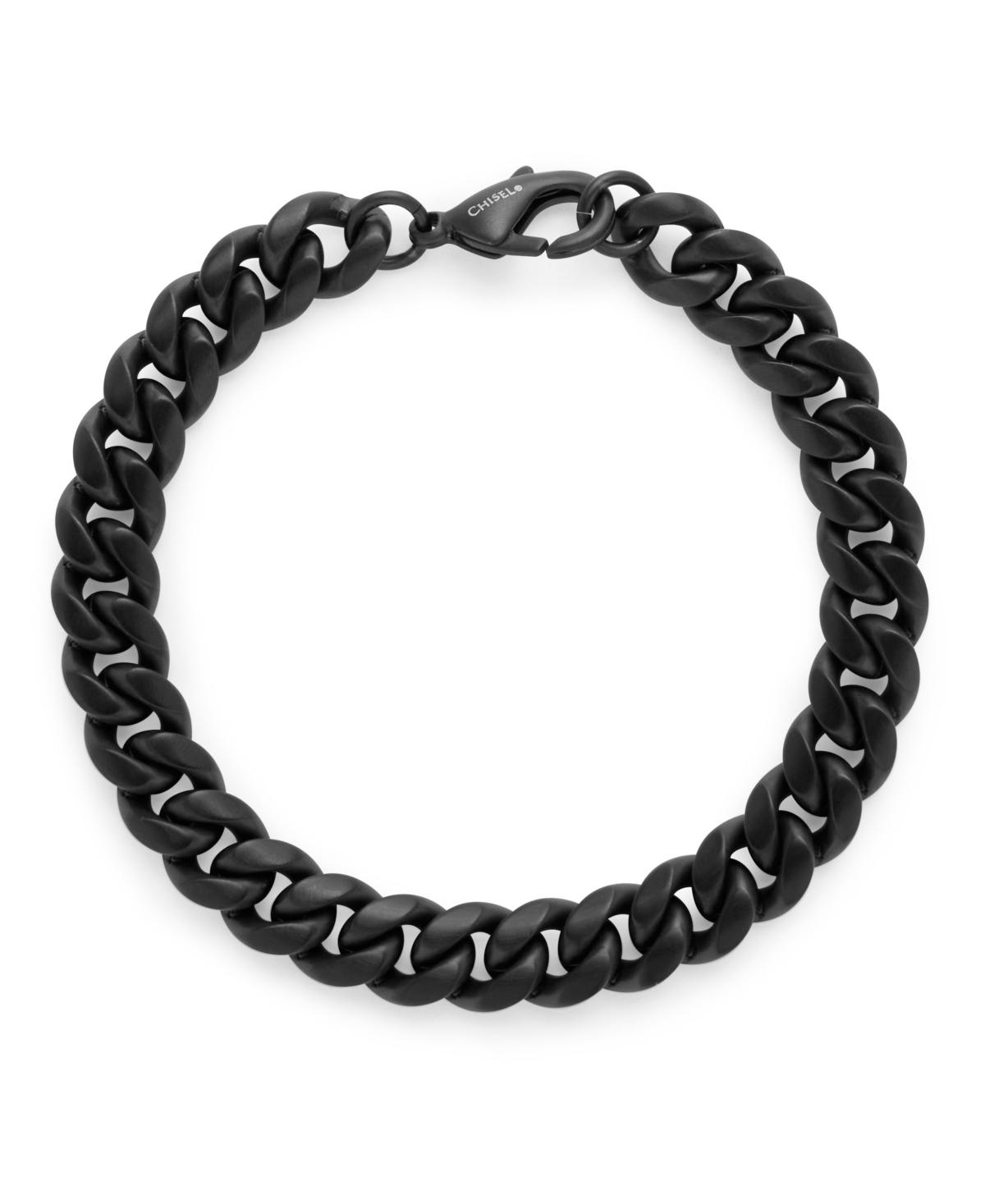 Eve's Jewelry Men's Black Stainless Steel Curb Bracelet