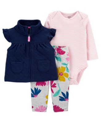 Carters Baby Girl 3 Piece Floral Little Vest Set Macy s