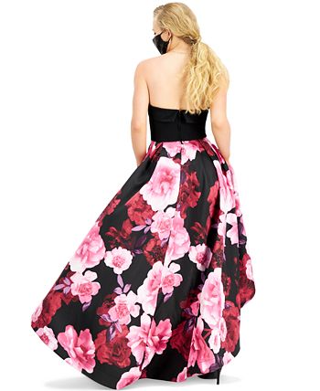 Speechless Juniors' Strapless Allover-Floral High-Low Gown, Created for  Macy's - Macy's