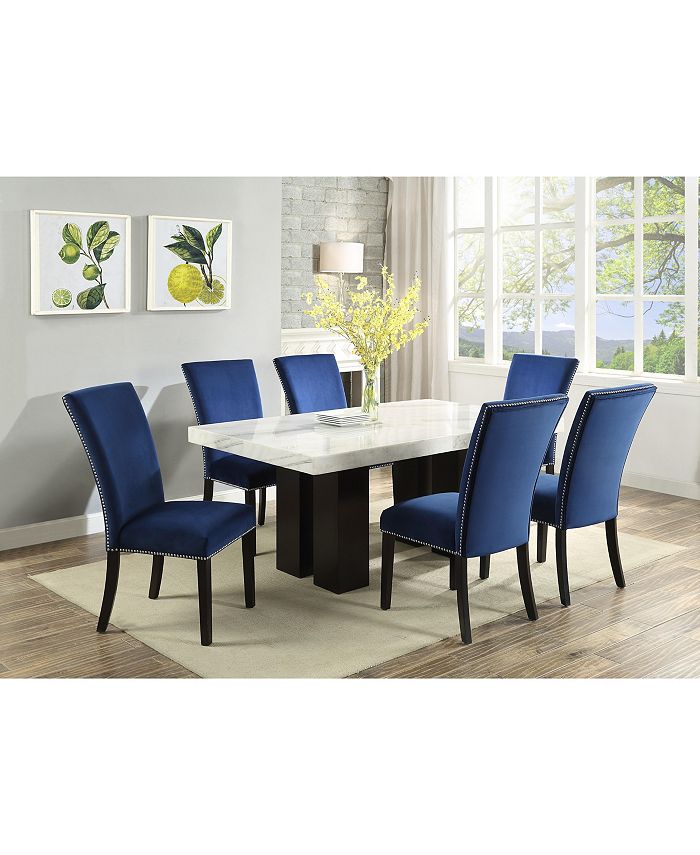 Furniture Camila Rectangle Dining Table, Dining Room Set With Velvet Chairs